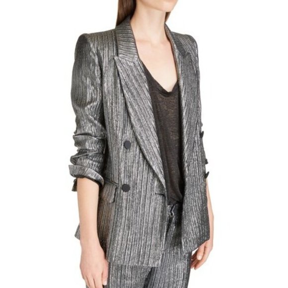 Isabel Marant Denel Double-Breasted Metallic Cocktail Blazer - Picture 9 of 13